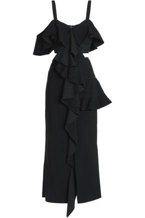 Proenza Schouler + Cutout Ruffled Crepe Midi Dress