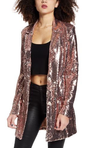Endless Rose + Sequin Double Breasted Blazer