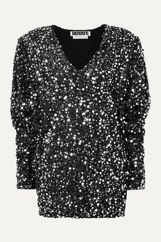 Rotate Birger Christensen + Masha Embellished Stretch-Jersey Mini Dress