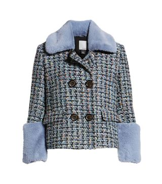 Halogen x Atlantic-Pacific + Tweed Jacket With Removable Faux Fur Trim