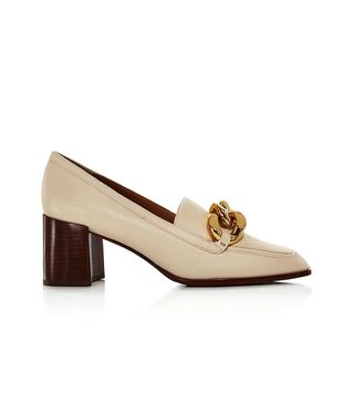 Tory Burch + Adrien Square Toe Leather High-Heel Loafers