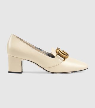 Gucci + Leather Mid-Heel Pumps With Double G