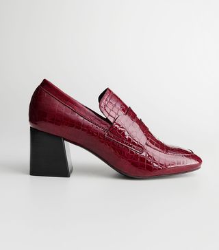 & Other Stories + Patent Croc Heeled Loafers