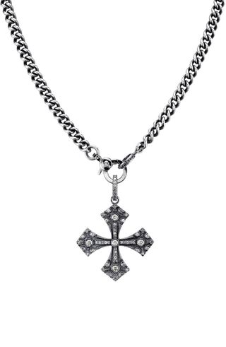 Sheryl Lowe + Gothic Cross Pendant Necklace with Diamonds