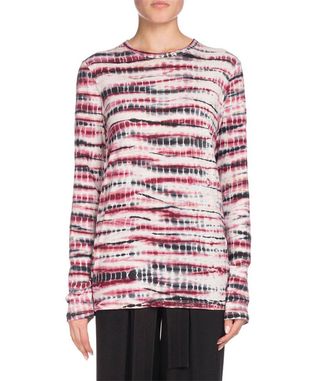 Proenza Schouler + Crewneck Long-Sleeve Tie-Dye Cotton T-Shirt