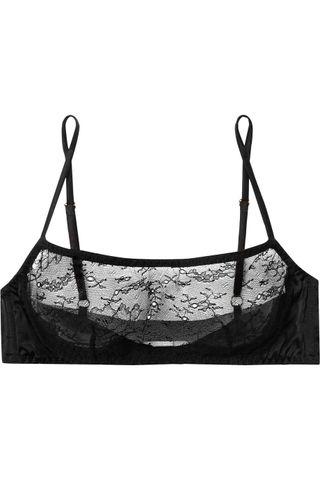 Myla + Darling Row Silk-Blend Leavers Lace and Satin Soft-Cup Bra