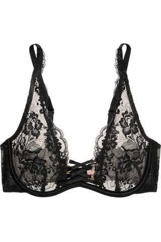 Agent Provocateur + Essie Satin-Trimmed Leavers Lace and Stretch-Tulle Underwired Bra