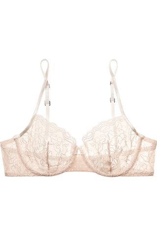 La Perla + Marble Mood Embroidered Printed Stretch-Tulle Underwired Bra