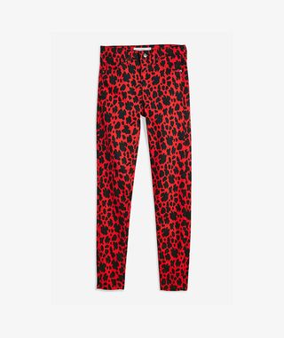 Topshop + Red Leopard Print Jamie Jeans