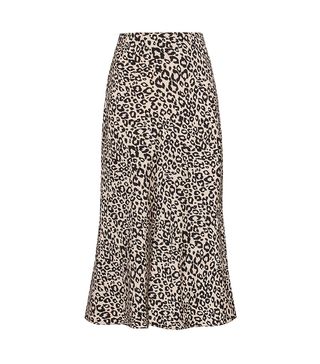 Pixie Market + Rene Leopard Silky Midi Skirt