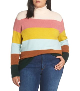 Halogen x Atlantic-Pacific + Stripe Turtleneck Sweater