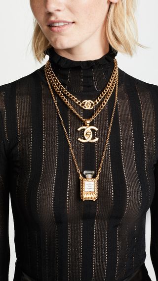 What Goes Around Comes Around + Chanel Gold Turnlock Long Necklace