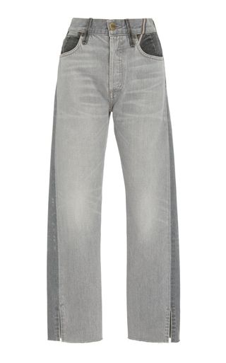 Jean Atelier + Hunter Two-Tone Cropped High-Rise Straight-Leg Jeans