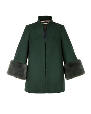 Ted Baker + RILLY Faux Fur Cuff Wool Coat