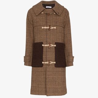 Rejina Pyo + Checked Hooded Wool Duffle Coat