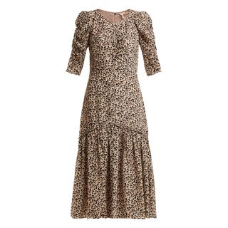 Rebecca Taylor + Leopard-Print Ruched Silk Dress