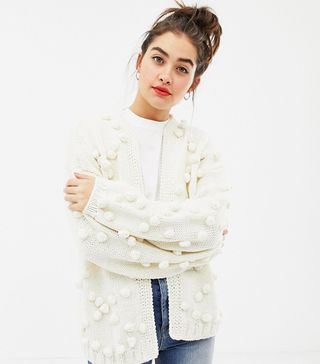 OneOn + Hand-Knitted Pom-Pom Cardigan