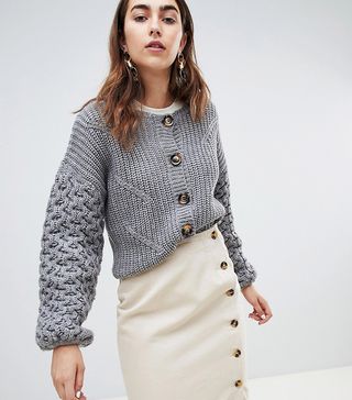 Gestuz + Cable Knit Crop Cardigan