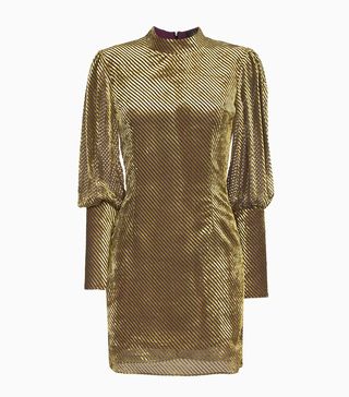 De La Vali + Jane Stripe Velvet Silk Blend Mini Dress
