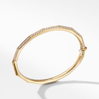 David Yurman + Stax Single Row Faceted Bracelet with Diamonds in 18K Gold, 3mm