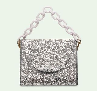 Edie Parker + Triangle Bag in Silver Confetti