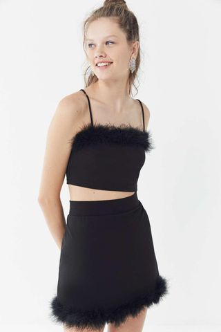 Urban Outfitters + UO Time After Time Feather Trim Mini Skirt
