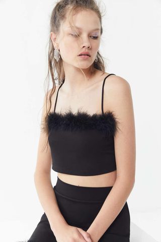 Urban Outfitters + UO Time After Time Feather Trim Tank Top