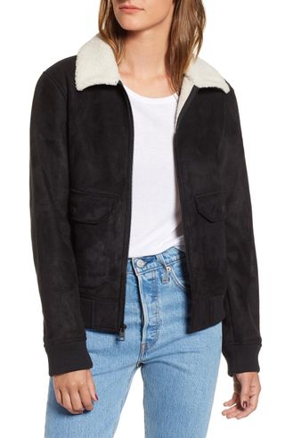 Levi's + Faux Shearling Collar Bomber Jacket