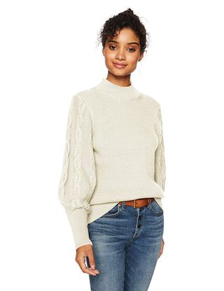 Cable Stitch + Cable Sleeve Ribbed Sweater