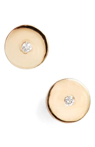 Zoe Chicco + Round Disc Center Diamond Stud Earrings