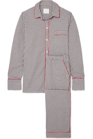 Three J NYC + Halle Checked Cotton-Flannel Pajama Set