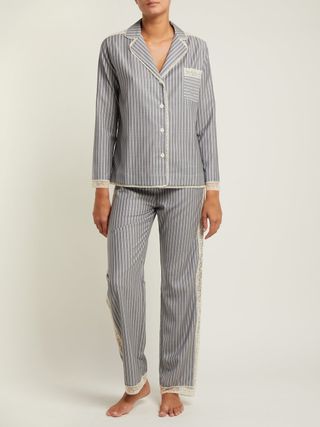 Morpho + Luna + Ines Lace Trimmed Wool Flannel Pyjama Set