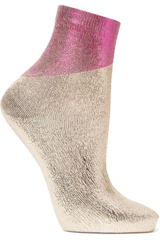 Maria La Rosa + Two-tone Metallic Silk-Blend Socks