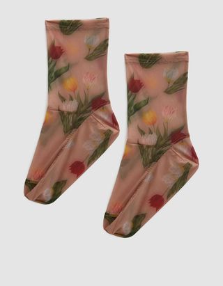 Darner + Mesh Socks In Tulip Floral