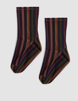 Darner + Mesh Socks In Olive Stripes