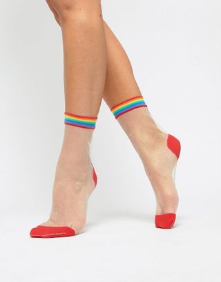 ASOS + Sheer Rainbow Stripe Sock
