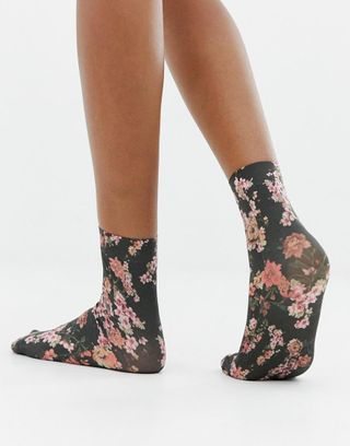ASOS + Dark Floral Ankle Socks