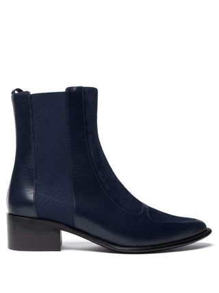 Loewe + Point Toe Suede And Leather Chelsea Boots