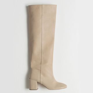 & Other Stories + Knee High Leather Boots Beige