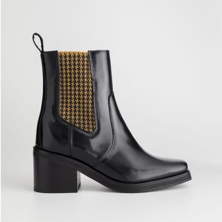 & Other Stories + Houndstooth Elastic Leather Boots