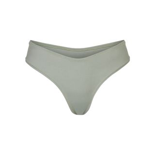 Skims + Cotton Jersey Dipped Thong in Mineral