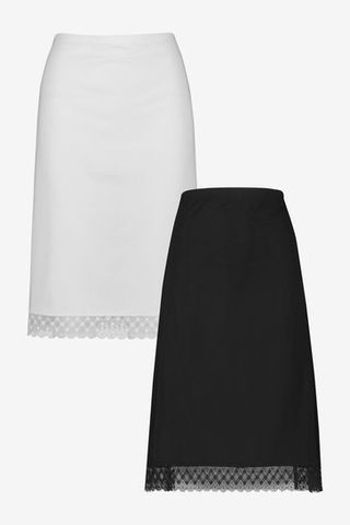 Next + Black and White Cotton Long Half Slips Pack