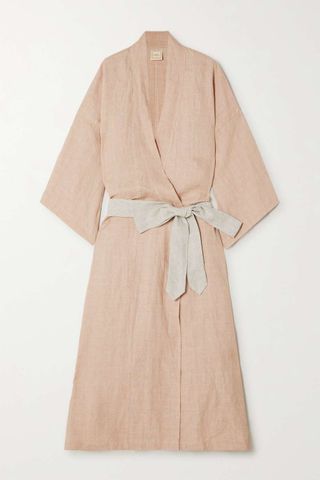 Deiji Studios + + Net Sustain Checked Washed-Linen Robe