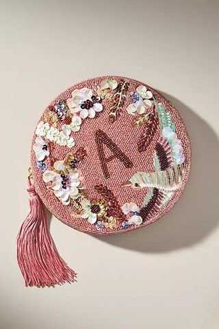By Anthropologie + Holiday Monogram Embellished Pouch
