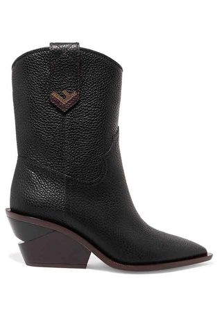 Fendi + Textured-Leather Boots