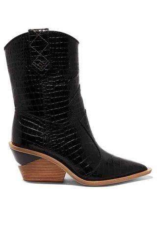 Fendi + Croc-Effect Leather Boots