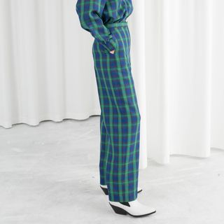 & Other Stories + Wool Blend Plaid Trousers