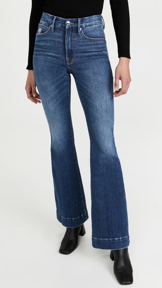 Good American + Good Legs Flare Deep V Back Jeans