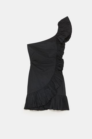 Zara + Gathered Ruffle Dress
