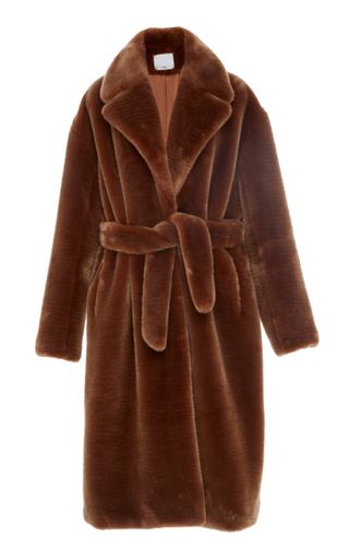 Tibi + Faux Fur Belted Coat